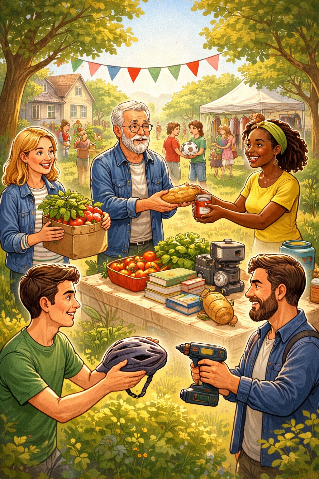 Retrobild vom Tauschhandel